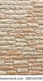 Stone masonry texture wall abstract background close up texture. Natural gray and blue rock pattern background detailed backdrop with irregular shapes. Vertical photograph high resolution