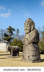 Stone Military Officer At The Royal Tomb Of The Joseon Dynasty At Gangneung Royal Tomb, Nowon District, Seoul, South Korea