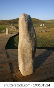 A Stone Monolith That Resembles A Man Was Left By Ghengis Khan Near Kanas, China