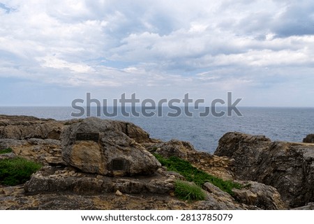 The stone monument marking the easternmost point of Honshu island at Cape Todo in Miyako city Iwate Japan