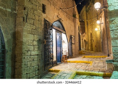 Stone Old City Jaffa In Tel Aviv At Night