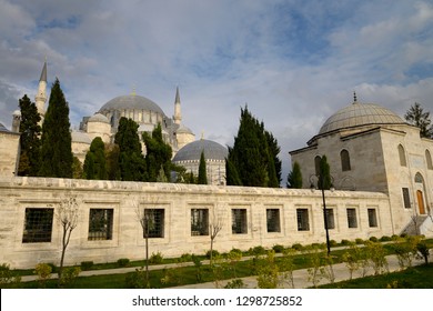 Stone Palisade Of Suleymaniye Mosque Grounds Istanbul, Turkey - November 15, 2012