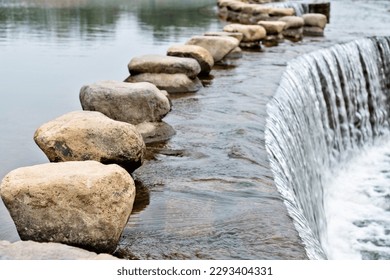 Stone path over a river.