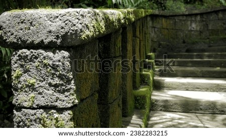 Stone Path, Stairs at Lembah Tumpang, Malang, East Java, Indonesia. January 17, 2023
