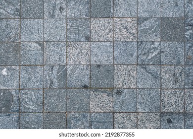 Stone Patio Tiles. Texture Figured Paving Slabs. Seamless Texture. High Resolution. Coating With Modern Textured Paving Tiles Of Square Shape. Paving Slabs Close Up As A Background