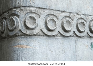 stone pattern on the facade of the building in the form of flowers - Powered by Shutterstock