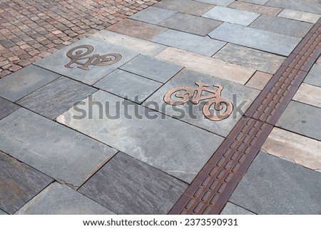 Similar – Image, Stock Photo Cycle path and pavement