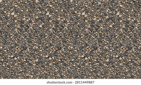 Stone Pebble Aggregate Seamless Texture – Aerial Top View of Stony Ground Surface Background