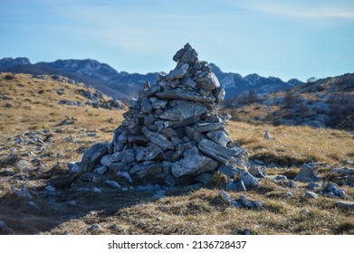 Stone Pile Landmark At Velebit Mountain