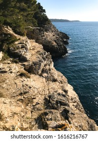 A Stone Plato In Front Of Entrance To Verudela Canyon At Verudela Peninsula, South From Pula, Istria, Croatia In January Winter Sun.  