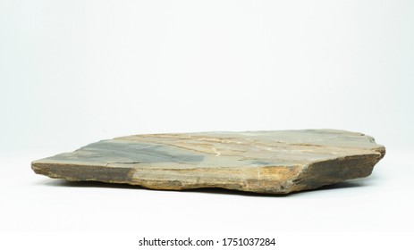 Stone podium on white background, for product display, Blank for mockup design.