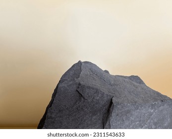 Stone podium outdoors on sky beige pastel soft cloud with mountain nature landscape background.Beauty cosmetic product placement pedestal present minimal display,summer paradise dreamy concept. - Shutterstock ID 2311543633