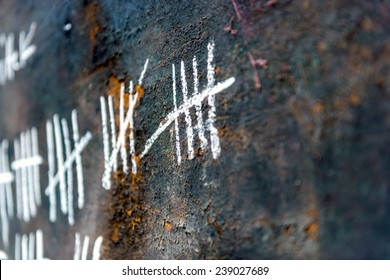 Stone Prison Wall And Numbers Close Up