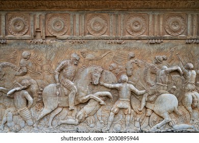 Stone Relief In The Palace Of Carlos V In The Alhambra In Granada In Spain