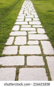 A Stone Road With Grass In The Soeul Forest Park.