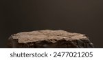 Stone, Rock Podium isolated on Dark cement Wall Studio light Backgrounds well stage stand Display products presentation, clipping paths 