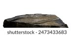 Stone Rock podium stage isolated on white background for Product Display,Black Sea Rock Stand with rough surface texture,Nature Rock cliff element with clipping path.