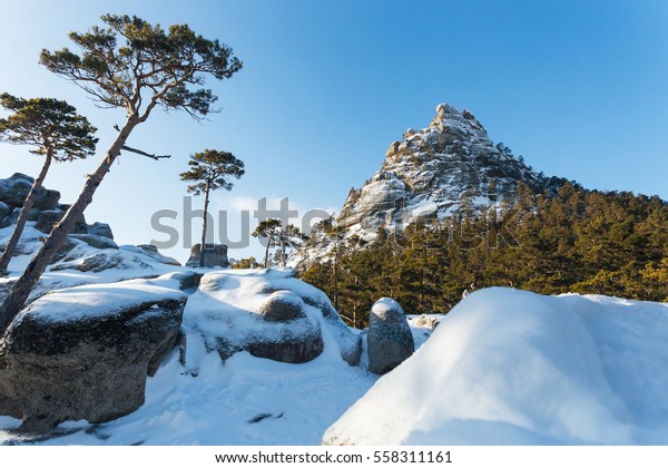 Stone Rock Snow Kazakhstan Natonal Park Stock Photo Edit Now