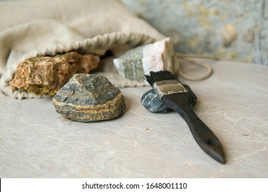 Stone samples at geological laboratory. Geology rock laboratory. Laboratory for the analysis of geological soil materials, stones, minerals, rocks samples for researchers and students. - Powered by Shutterstock