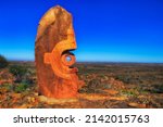 Stone sculpture in public sculpture garden near Broken Hill outback mining city of Austrlia.