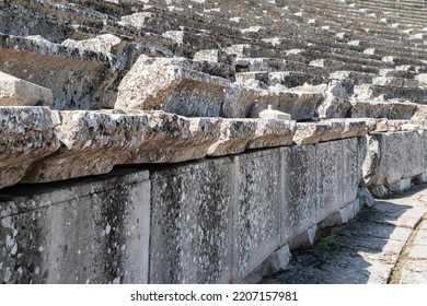 Stone Seats Of An Ancient Greek Theater In Sunny Day