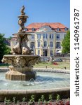 Stone spa and marble historic horse fountain in town Teplice v Cechach, Czech republic