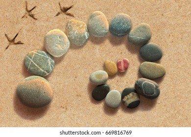 Stone Spiral Unfolding /Golden Spiral / Sacred Geometry On The Beach