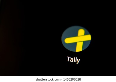 Stone, Staffordshire / UK - July 22 2019:  Tally Money Banking App On The Smartphone Screen. Tally Is Innovative Banking Platform And The Unit Of Currency That Backed By Gold. 