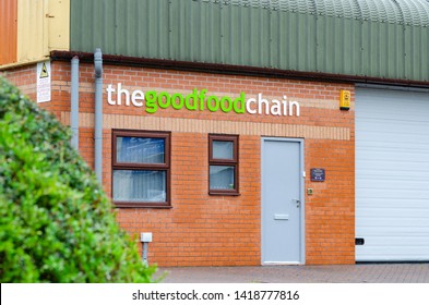 Stone, Staffordshire / UK - July 8 2019: The Good Food Chain Closed Production Facility, Logos And Empty Parking At Stone. The Location Was Suspected To Produce Pre-packed Sandwiches With Listeria.