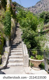 A stone staircase going vertically into the mountains