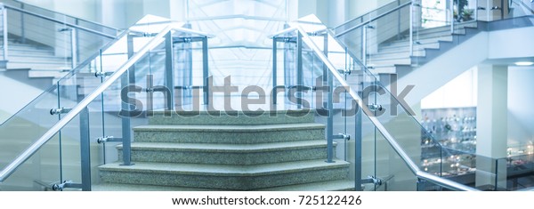 Stone Stairs Modern Interior Glass Railing Backgrounds