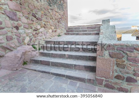 Similar – Image, Stock Photo Stairs with ramp to a former main entrance