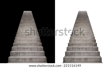 stone stairway isolated on black and white background