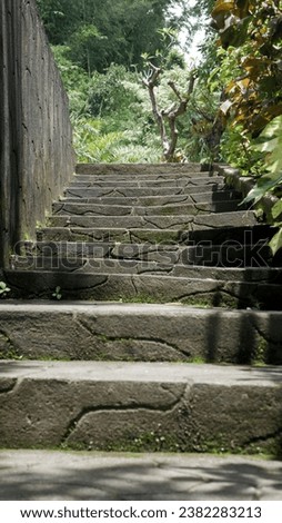 Stone Stairways, Pathways. at Lembah Tumpang, Malang, East Java, Indonesia. January 17, 2023