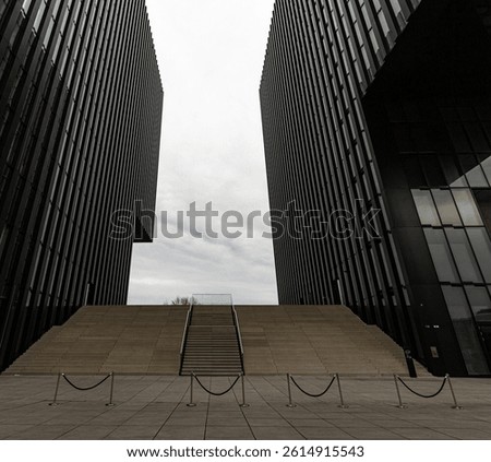 Stone steps between two tall buildings