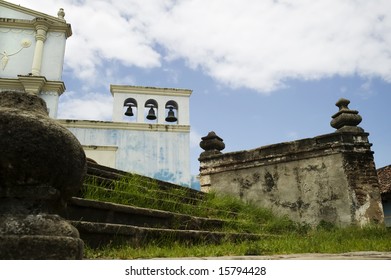 Stone steps to El Convento Cathedral in Granada Nicaragua