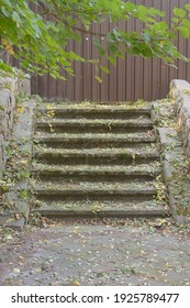 Stone Steps Leading Into Blank Fence. Wrong Path Chosen.