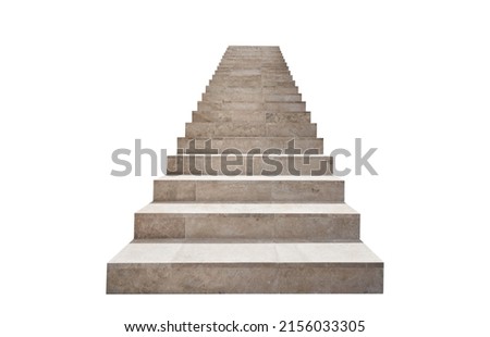 Stone steps leading upwards isolated on white background