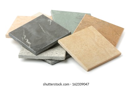 Stone tiles samples isolated on white