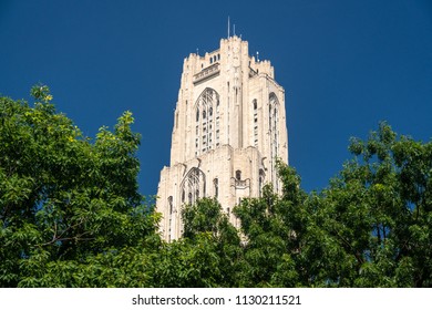 Stone tower of the Cathedral of Learning in Pittsburgh PA