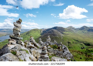 Stone Towers In Connemara National Park, County Galway, Ireland.