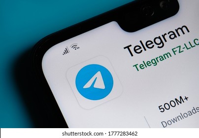 Stone / UK - July 15 2020: Telegram App Seen On The Corner Of Mobile Phone.