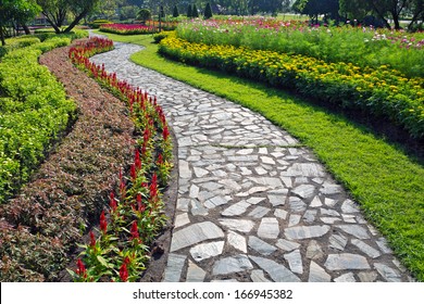 Stone Walkway In The Park.