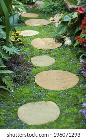 Stone Walkway Winding In Garden