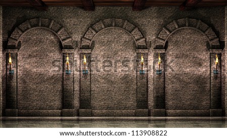 Stone wall with arches