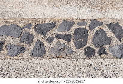 Stone Wall with Irregular Blocks and Cement Grouting in Close Up  - Shutterstock ID 2278063617