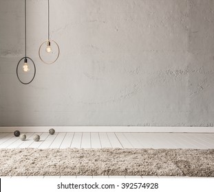 stone wall lamp modern interior decoration empty room - Shutterstock ID 392574928