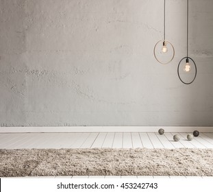 Stone Wall Lamp Modern Interior Decoration Empty Room