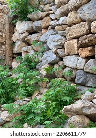 Stone Wall At Monemvasia Castle, Peloponnese, Greece