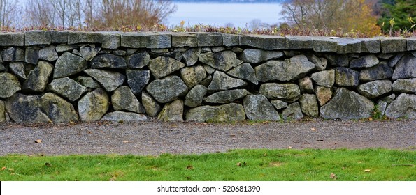 Stone Wall:  This stone wall is in Discovery Park - Seattle, Washington.